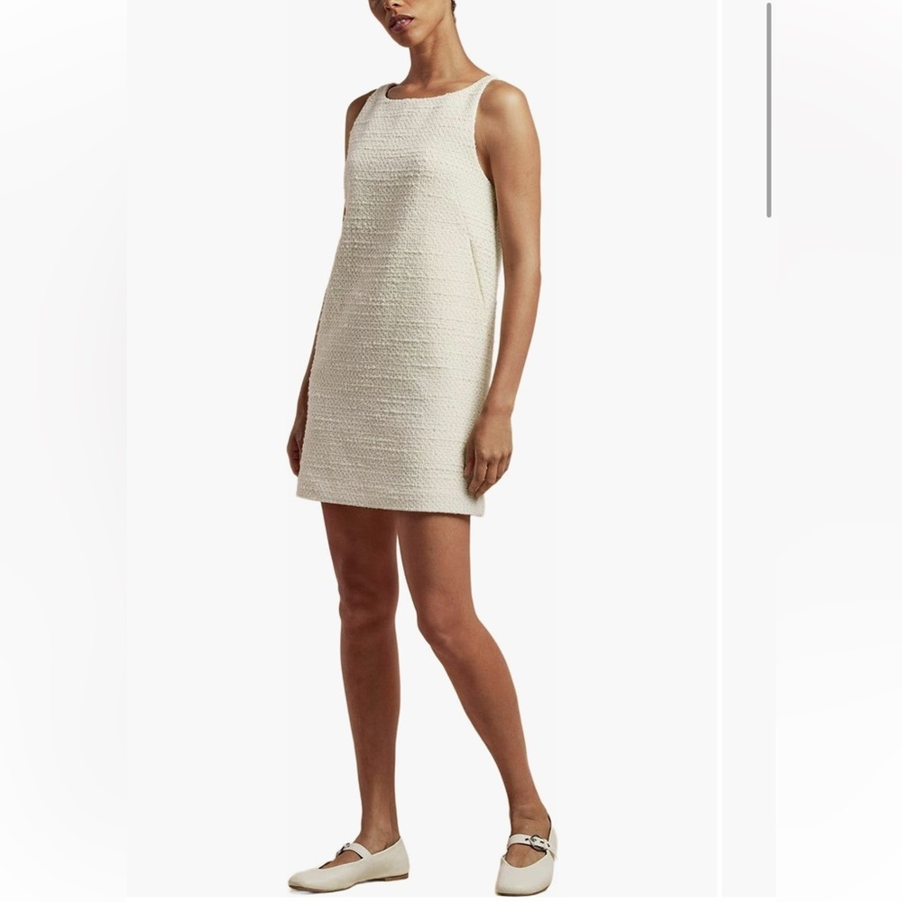 Nwt Rebecca Taylor Winter Tweed Shift Dress In Cream Size 12 Mini Dress Neutral